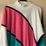Vintage Starting Point 80's Color Block Pink/Teal High Neck Sweatshirt Medium Pink Photo 2