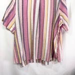 Roamans Plus Size 30W Top Striped Button Up‎ Shirt Pink Cotton V Neck 693 Photo 6