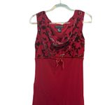 Jonathan Martin Silk Velvet Burnout Maxi Dress Red Cowl Neck Y2K Romantic 8 Photo 4