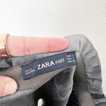 ZARA [] Knit Size Large L Teal Blue Faux Leather High Waisted Paperbag Mini Skirt Photo 8