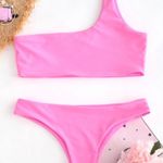 Zaful One Shoulder Pink Bikini Set Photo 0