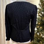 Madewell Textured Dot Button Front Blouse Black V-Neck Long Sleeve Size 2 Photo 5