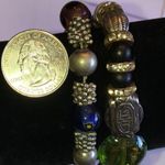 Lot of 2 Silver Tone Beaded Glass Beads Boho Stretchy Bracelets Photo 1