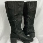 Lucky Brand  Black Riding Boots Scoty Round Toe Stacked Heel Leather Sz 9.5 M Photo 9