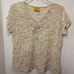 Ruby Rd . Women's Textured Knit Short Sleeve Embellished Size Petite L Y2K Photo 0