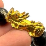 Gold tone dragon Feng shui lucky bracelet Black Photo 2