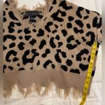 Polly & Esther  Black and Tan Leopard V-Neck Crop Sweater Photo 4