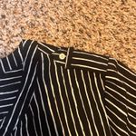Croft & Barrow  Womens XL Black White Stripe Button Up Shirt Long Sleeve Photo 6
