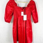 VICI Puff Sleeve Babydoll Mini Dress Size Small Red Photo 3