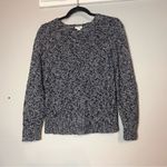 LL Bean Crewneck Knit Sweater Cotton Navy Blue White Marled Size XS Petite Black Photo 3