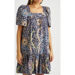 Cara Cara Janie Blue Floral Cotton Puff Sleeve Mini Dress Size Large Photo 9