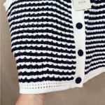 Joie  Navy and White Striped Button Knit Vest Top Sleeveless Size L Photo 3