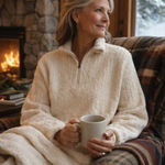 L.L.Bean Cream Bouclé Quarter Zip Pullover – XL Petite Cozy Comfy Quiet Luxury Photo 0