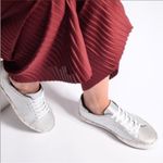 Rebecca Minkoff Shoes Size 5.5 Metallic Silver Leather Lace Up Italian Sneakers Photo 0