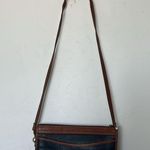 Vintage Partners by Mervyns Leather Shoulder Bag Navy Brown 90s Y2K Blue Photo 0