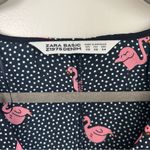 ZARA  Navy Blue Polka Dot Pink Flamingo Romper Playsuit XS Photo 4