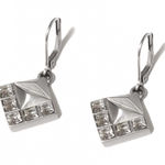 Sam Edelman NEW - Chic Edgy Silver Gunmetal Dangle Geometric Pyramid Rhinestone Earrings Photo 0