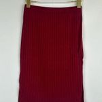 After Market  Red Burgundy Pleated Midi Skirt Side Slits Size Small Photo 0