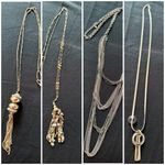 4 Long Necklaces Costume Casual Silver and Gold Tones Photo 1