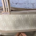 Dooney & Bourke Dooney Bourke Small DB Tassel Zip Top Tote Sand Tan Canvas Saddle Tan Leather Photo 11