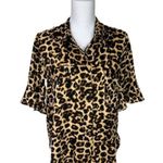 MISA Los Angeles Louise Leopard Blouse Women’s Size Small Ruffle Satin Top Photo 1