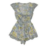 American Eagle  Y2K Flirty Floral Mini Cut Out Front Tie Ruffled Romper Size XS Photo 2