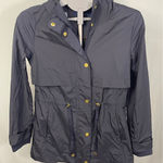 Cole Haan Cole‎ Haan Packable Hooded Raincoat Navy Gold Button Size S Photo 0