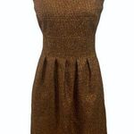 Lela Rose Pleated Metallic Bronze Brown Dress Size 4 Photo 0