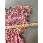 ZARA  TEXTURED WEAVE FLORAL‎ SEMI SHEER DRESS V-Neck Ruffled Pink/Red SIZE S NEW Photo 6