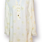 Cynthia Rowley  Cream Yellow Sun Moon Linen Swim Coverup Tunic Shirt Dress S Photo 0
