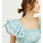 Anthropologie  Love the Label smocked ruffle square‎ neck top size small Photo 2