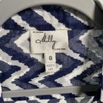 Milly  New York Womens 8 Navy Chevron Top Lightweight Button Long  Clean Girl Photo 1