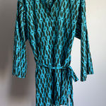 ZARA  Women's Blue Green Print Long Sleeve‎ Mini Dress with Belt Photo 0