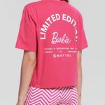 Barbie NWT  Logo Biker Shorts Pink White Size S Cotton Elastane High Waist Photo 2