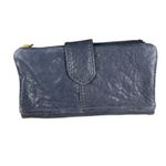 Fossil Navy Blue Pebbled Leather Bifold Zip Multi Pocket Wallet Photo 5