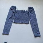 Topshop Lace Puff Sleeve Smocked Crop Top Blue Floral Mesh Size 0 Photo 1