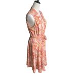 Nanette Lepore  Yellow Peach Paisley Floral Print Pintuck Button Front Midi Dress Photo 1