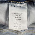 Risen High Rise Crossover Straight Leg Distressed Jeans Light Wash Size 7/28 Blue Photo 9