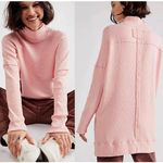 Free People We The Free Pink Casey Ribbed Knit Mock Neck Tunic Longline Sweater Photo 3