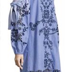 Parker Newton Blue White Stripe Scalloped Embroidered Eyelet Dress Size XS Photo 2