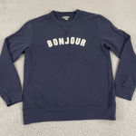 Peyton & Parker Bonjour Sweatshirt Women L Navy Crewneck Pullover Blue Size L Photo 0