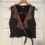 Free People Embroidery Aztec Boho Western Festival Faux Wrap Tank Top Photo 2