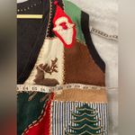 VTG 80s Cambridge Country Store Size L Christmas Sweater Vest Cotton Patchwork Black Size L Photo 7