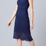 OSERJEP Scallop Eyelet Floral Lace Surplice V Neck Sheath Midi Dress Back Slit S Photo 0