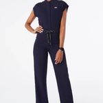 FIGS Rafaela Cargo Wide Leg ScrubJumpsuit in Navy, Size Large Photo 0