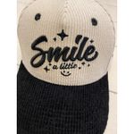 Smile A Little Co Corduroy Baseball Cap Cream Black Embroidered Smiley Face Tan Photo 4