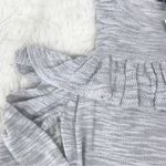 EXPRESS Gray Cold Shoulder Ruffle Sweater Top Lightweight 3/4 Sleeve Size XS New Photo 5