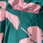 Petal and Pup Anabelle Green & Pink Floral Satin Halter Neck Midi Dress L Photo 14