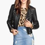 H&M Faux Leather Black Classic Style Moto Jacket Large 12 Photo 0
