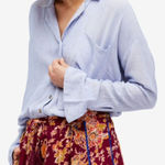 Free People  Magic Breeze Shirt Blue Stripe Long Sleeve Size S OB674612 Photo 0